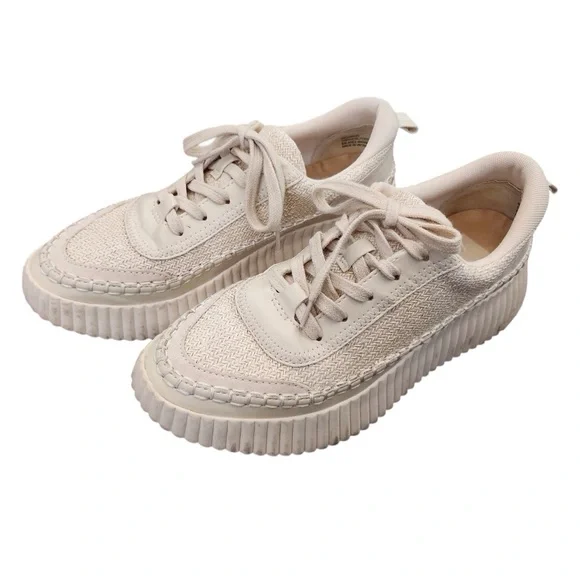 DOLCE VITA Dannis Cream Sneakers Shoes Woven Stitching 8M Casual Modern Platform - Picture 2 of 16